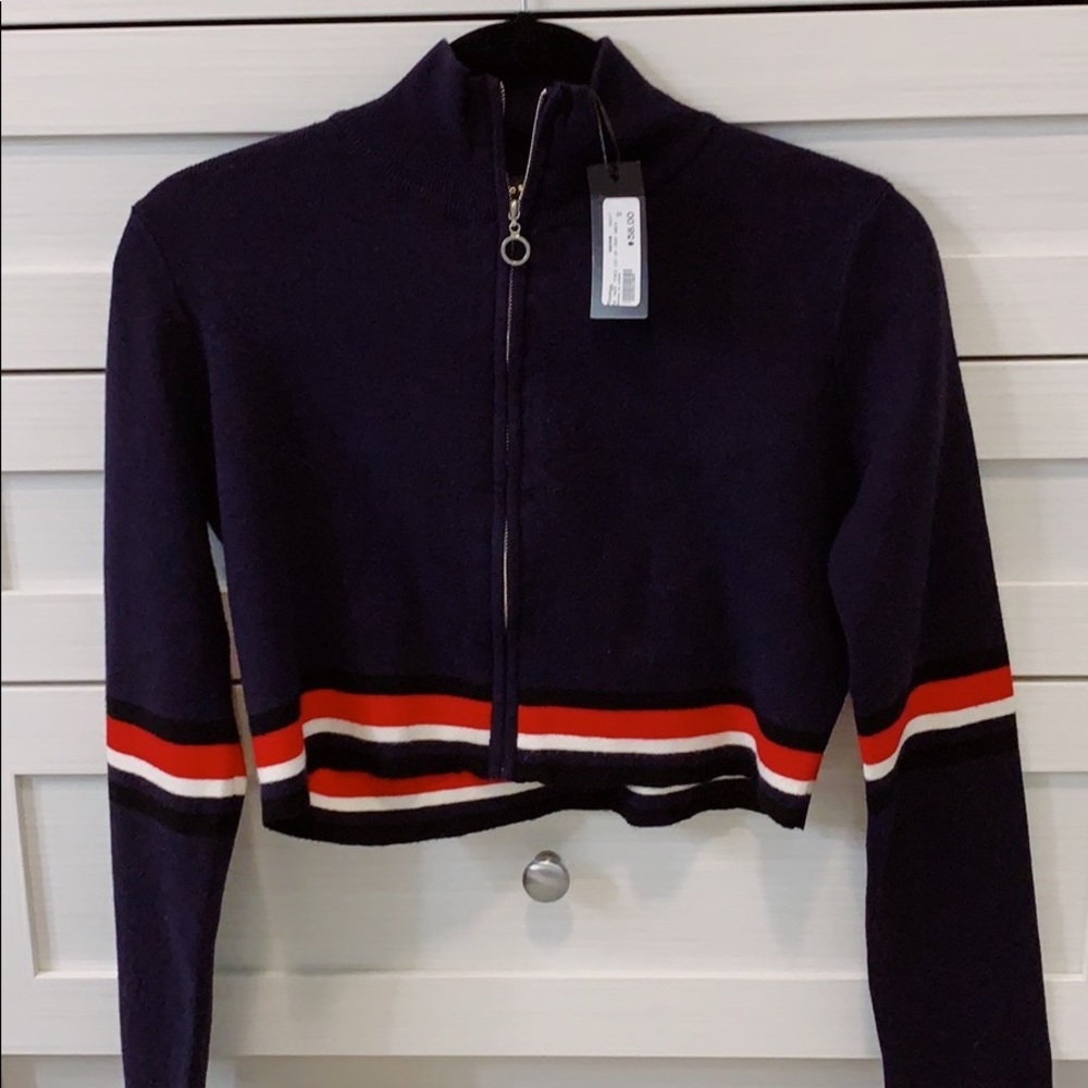 Mixology Brooklyn Karma zip up crop sweater